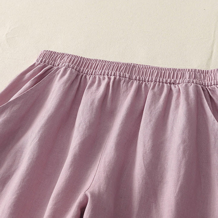 Pantalones de mujer de pierna ancha con bolsillos, color liso y cintura elástica, con estampado de Buddha Stones, ideales para el verano. - image 10