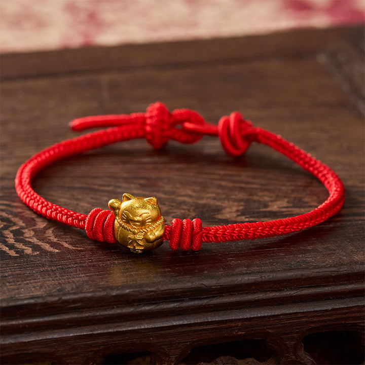 Buddha Stones Pulsera ajustable de cobre con hilo rojo y bendición del gato de la suerte - Rojo - 6,7–7,5 pulgadas / 17–19 cm - image 9