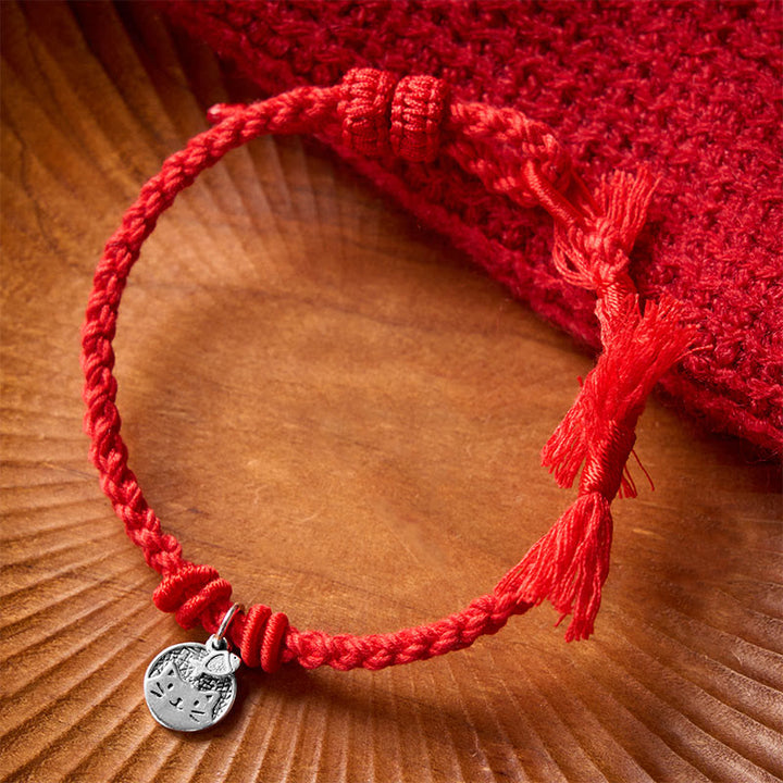 Buddha Stones Pulsera ajustable de plata de ley 925 con diseño de gato y pez, protección tibetana y cordón rojo. - image 11
