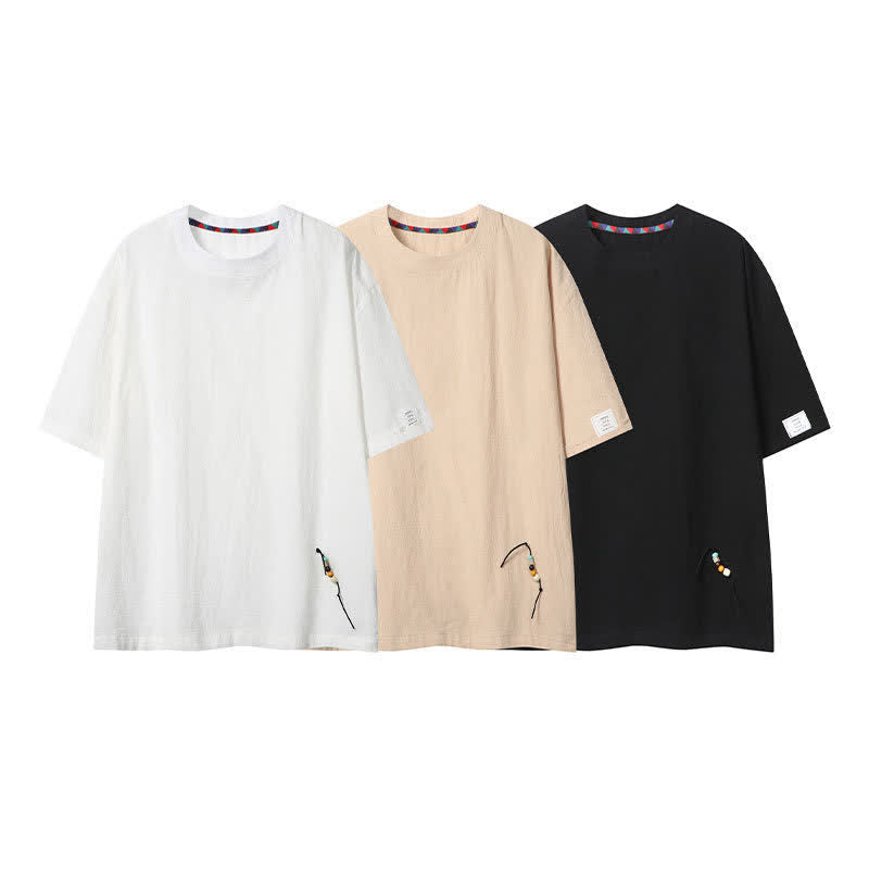 Buddha Stones Camisetas de manga corta para hombre, estilo bohemio informal de verano con cordón ajustable. - image 16