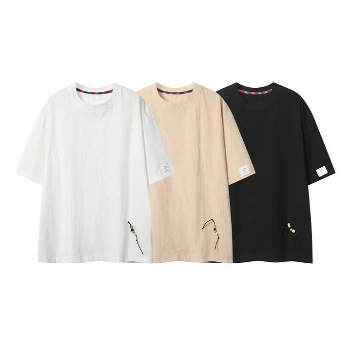 Buddha Stones Camisetas de manga corta para hombre, estilo bohemio informal de verano con cordón ajustable. - image 16
