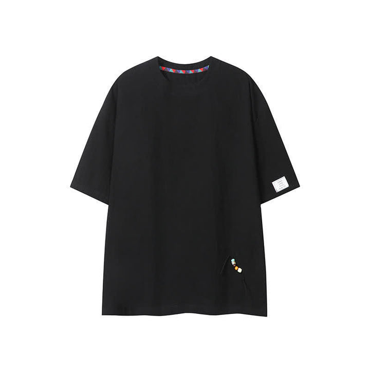 Buddha Stones Camisetas de manga corta para hombre, estilo bohemio informal de verano con cordón ajustable. - Negro - US/UK/AU46, EU56 (5XL) - image 12