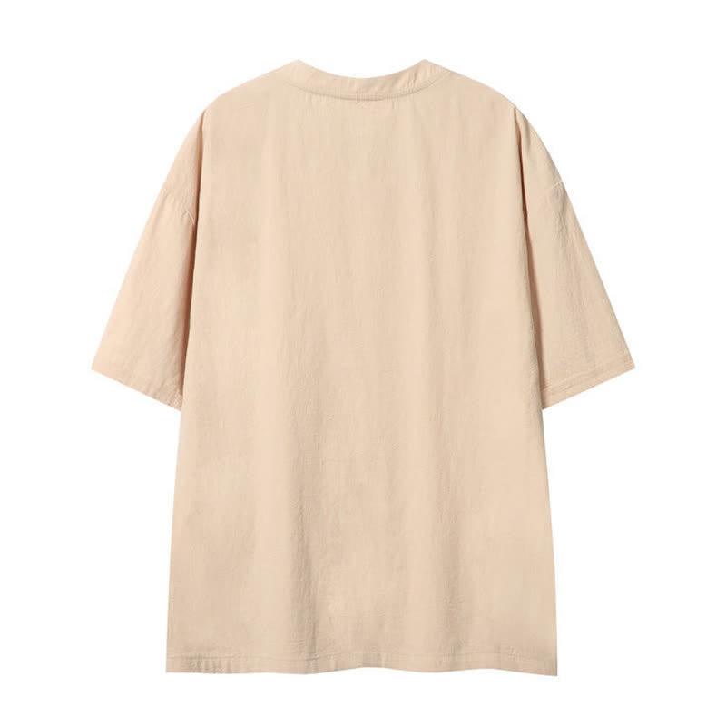 Buddha Stones Camisetas de manga corta para hombre, estilo bohemio informal de verano con cordón ajustable. - image 1
