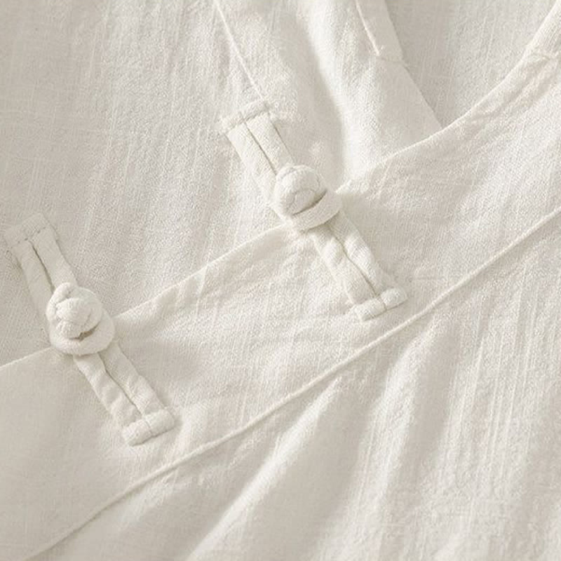 Buddha Stones Camisas de manga larga para mujer de estilo Tang minimalistas con cuello en V y botones de rana, ideales para primavera y verano. - image 13