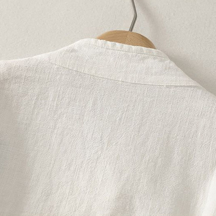 Buddha Stones Camisas de manga larga para mujer de estilo Tang minimalistas con cuello en V y botones de rana, ideales para primavera y verano. - image 12
