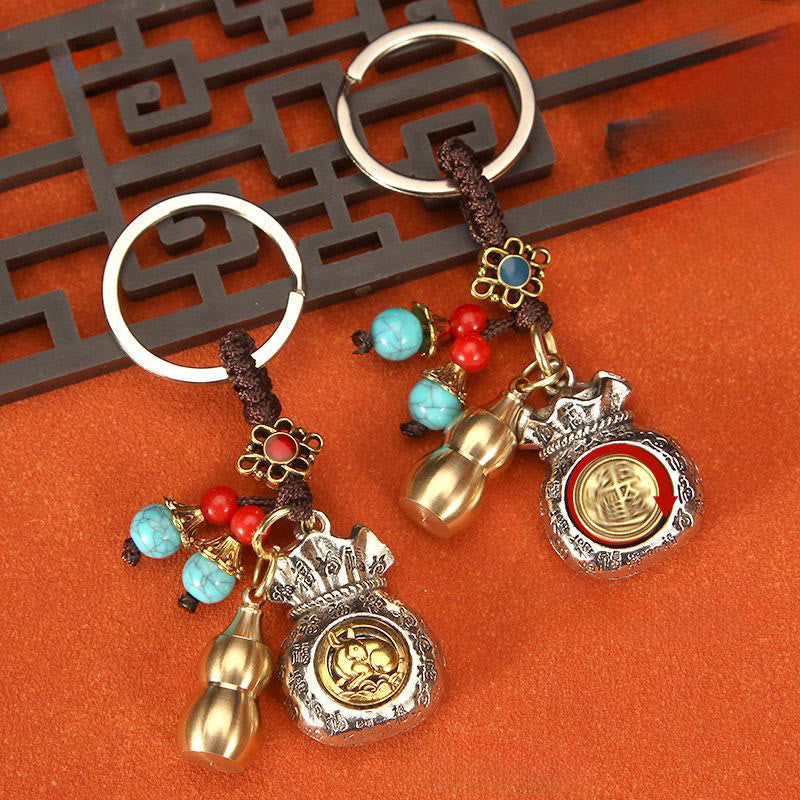 Buddha Stones Llaveros trenzados con bolsa giratoria de la fortuna del zodíaco chino - image 9