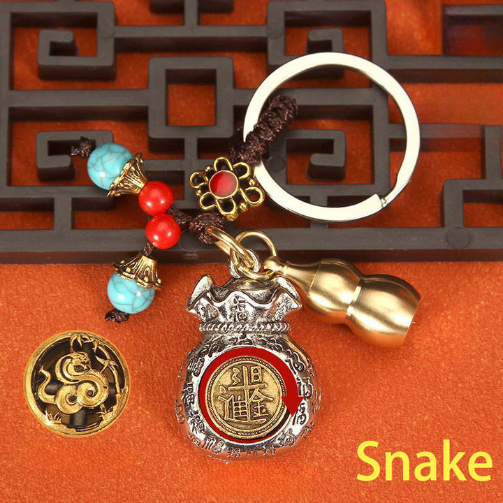 Buddha Stones Llaveros trenzados con bolsa giratoria de la fortuna del zodíaco chino - Serpiente - image 12
