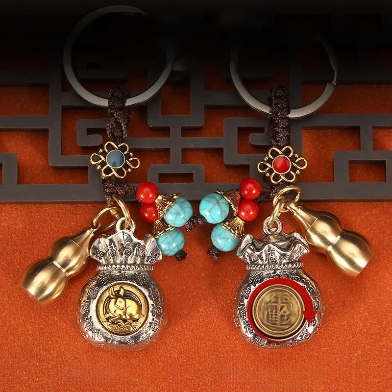 Buddha Stones Llaveros trenzados con bolsa giratoria de la fortuna del zodíaco chino - image 10