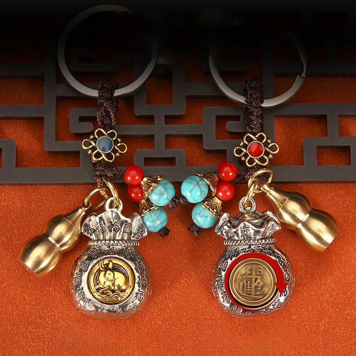 Buddha Stones Llaveros trenzados con bolsa giratoria de la fortuna del zodíaco chino - image 10