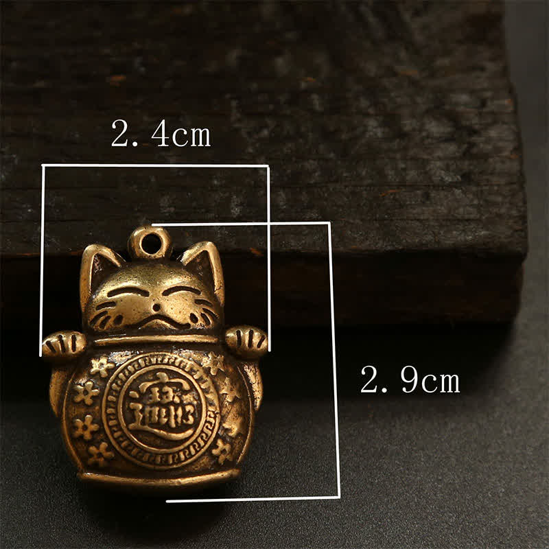 Buddha Stones Llaveros de latón con forma de gato de la suerte y monedas chinas de la fortuna - image 20