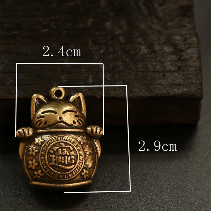 Buddha Stones Llaveros de latón con forma de gato de la suerte y monedas chinas de la fortuna - image 20