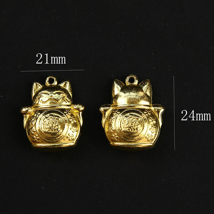 Buddha Stones Llaveros trenzados de cobre con forma de gato de la suerte y calabaza china Pi Xiu - image 11