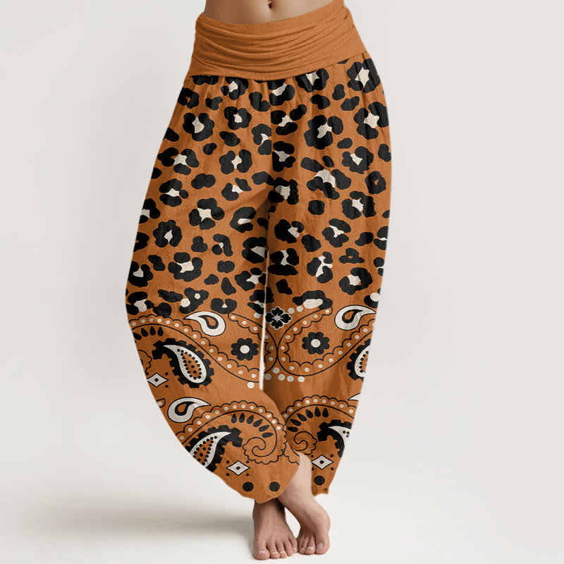 Buddha Stones Pantalones harem de algodón color oliva con estampado de leopardo y cachemir para mujer, con cintura elástica. - Perú - US16，UK/AU20，EU48 (3XL) - image 8