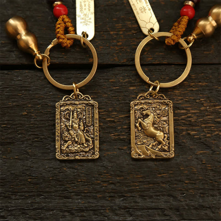 Buddha Stones Llaveros de protección con forma de calabaza, monedas de cobre del zodíaco chino de los cinco emperadores - image 15