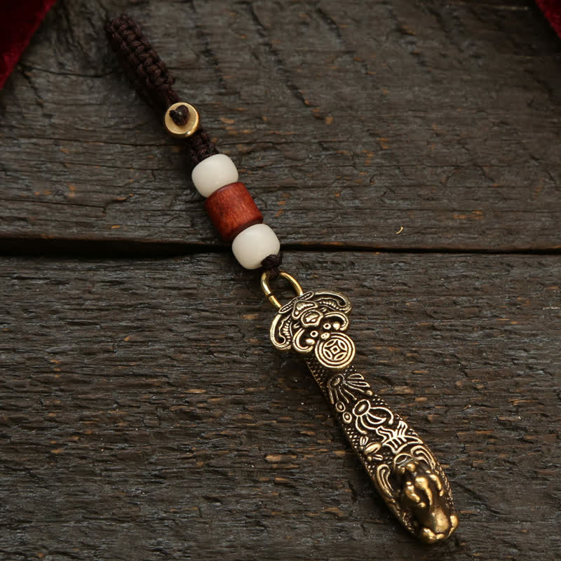 Buddha Stones Llaveros de la riqueza con monedas chinas Pi Xiu de cobre y Ruyi Lotus - Cuenta blanca Pi Xiu - image 22