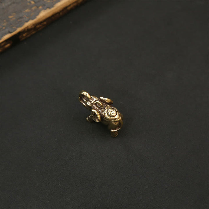 Buddha Stones Llaveros de sabiduría Pi Xiu con forma de elefante de latón y cinco monedas del emperador. - image 16