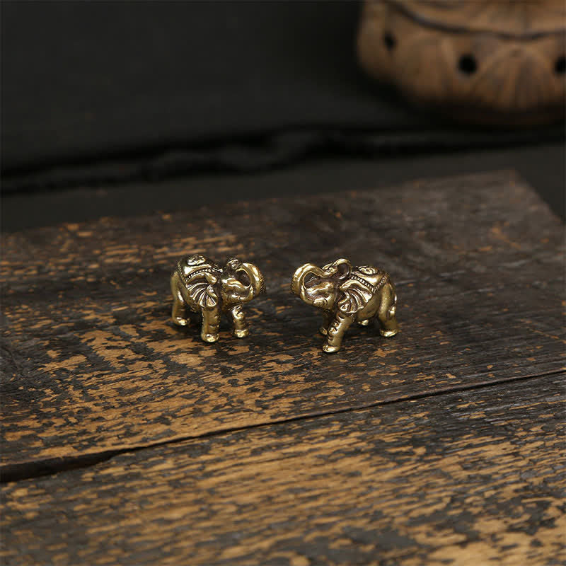 Buddha Stones Llaveros de sabiduría Pi Xiu con forma de elefante de latón y cinco monedas del emperador. - image 14