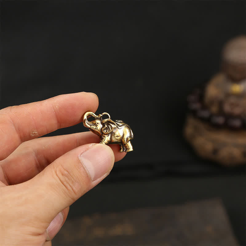 Buddha Stones Llaveros de sabiduría Pi Xiu con forma de elefante de latón y cinco monedas del emperador. - image 17