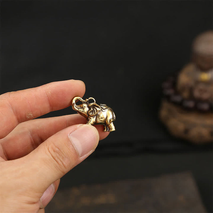 Buddha Stones Llaveros de sabiduría Pi Xiu con forma de elefante de latón y cinco monedas del emperador. - image 17