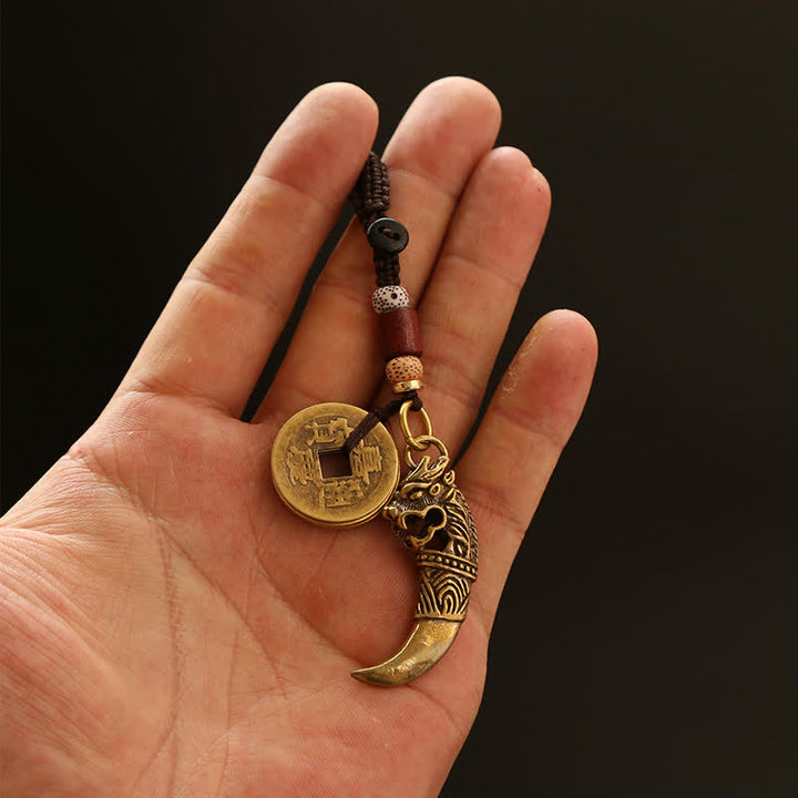 Buddha Stones Llaveros de calabaza trenzados con monedas de cinco emperadores Pi Xiu de cobre - image 13