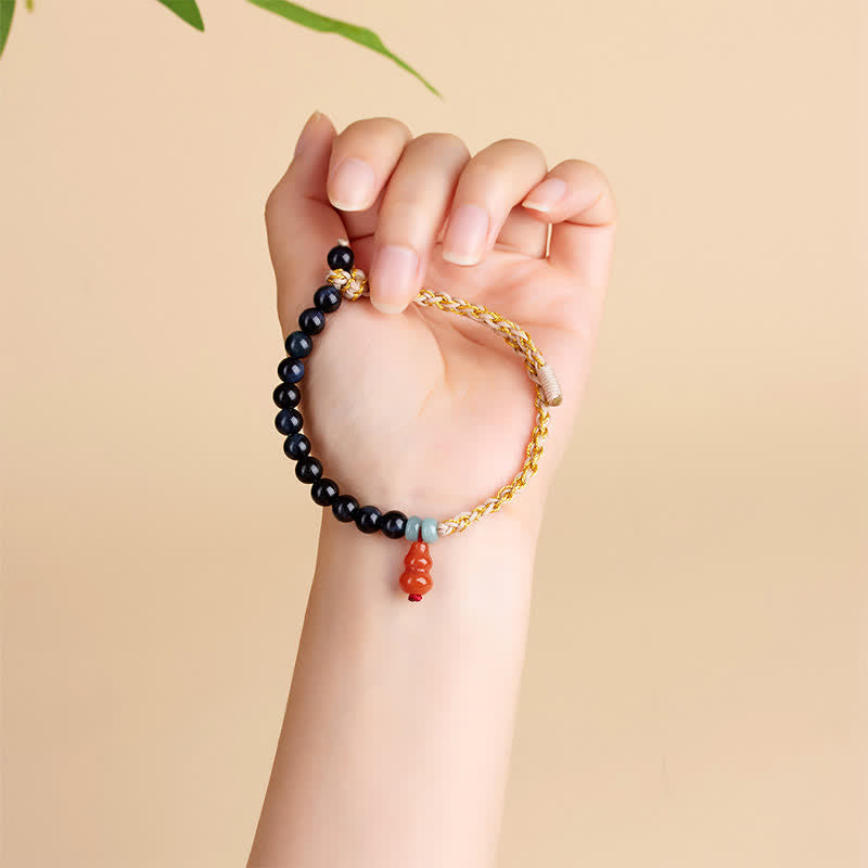 Buddha Stones Pulsera de calabaza tejida a mano con ojo de tigre azul para fortalecer el cuerpo - image 4