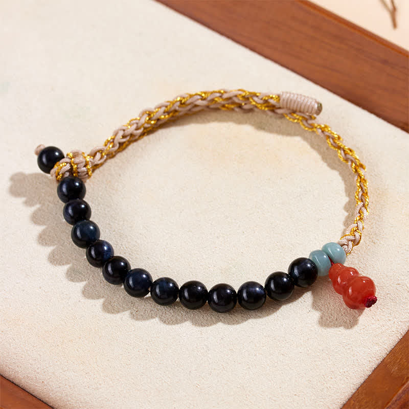 Buddha Stones Pulsera de calabaza tejida a mano con ojo de tigre azul para fortalecer el cuerpo - image 2