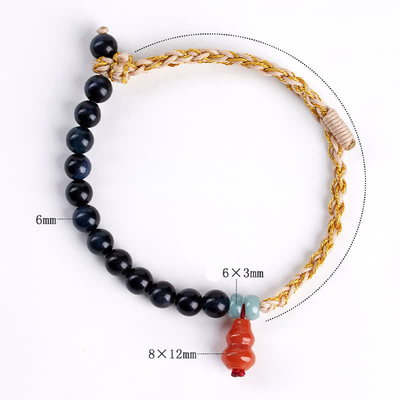 Buddha Stones Pulsera de calabaza tejida a mano con ojo de tigre azul para fortalecer el cuerpo - image 7