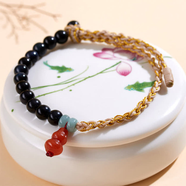 Buddha Stones Pulsera de calabaza tejida a mano con ojo de tigre azul para fortalecer el cuerpo - image 3