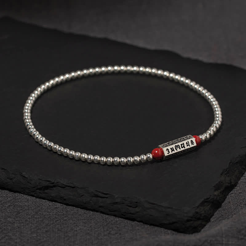 Buddha Stones Pulsera tobillera de cinabrio Om Mani Padme Hum Wisdom - image 1