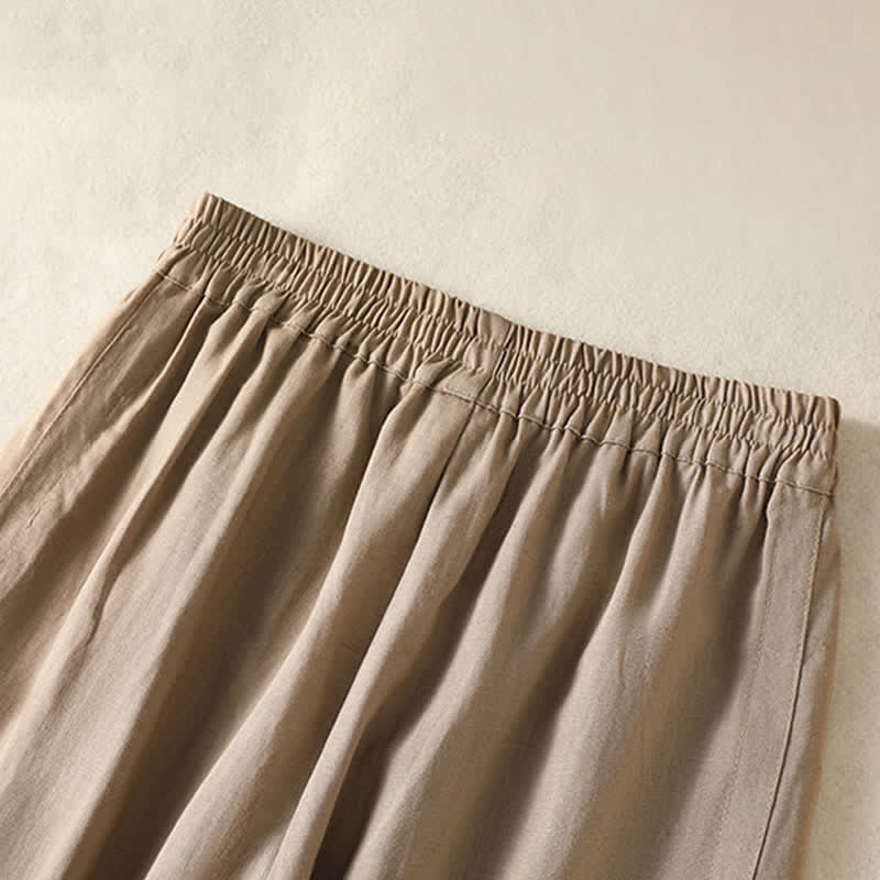 Buddha Stones Pantalones capri lisos de estilo bohemio informal de verano para mujer, de pierna recta y con bolsillos. - image 3