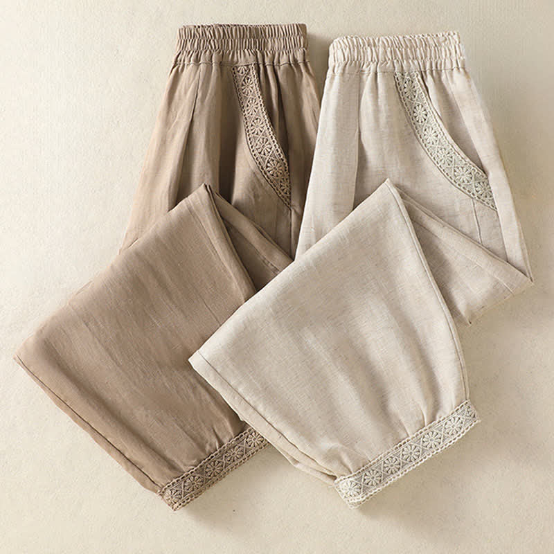 Buddha Stones Pantalones capri lisos de estilo bohemio informal de verano para mujer, de pierna recta y con bolsillos. - image 15