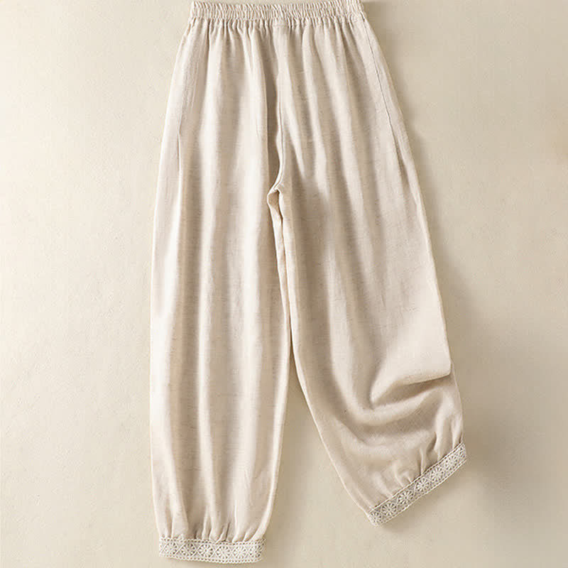 Buddha Stones Pantalones capri lisos de estilo bohemio informal de verano para mujer, de pierna recta y con bolsillos. - image 7