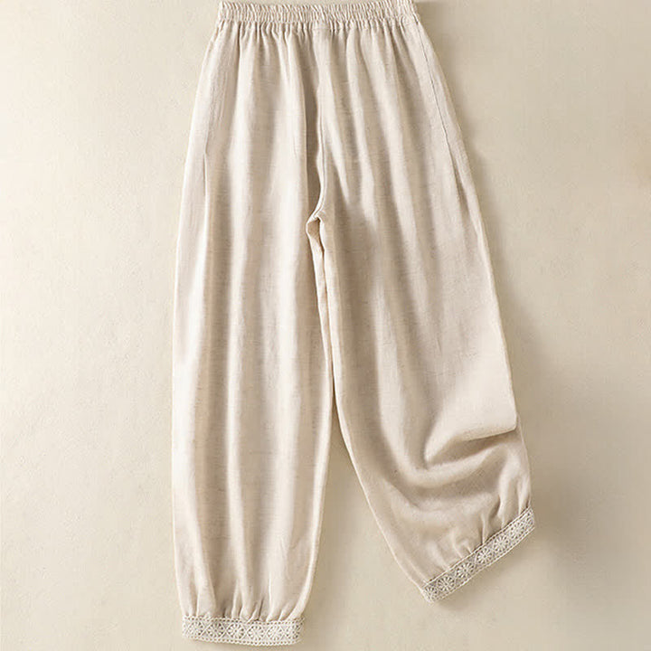 Buddha Stones Pantalones capri lisos de estilo bohemio informal de verano para mujer, de pierna recta y con bolsillos. - image 7