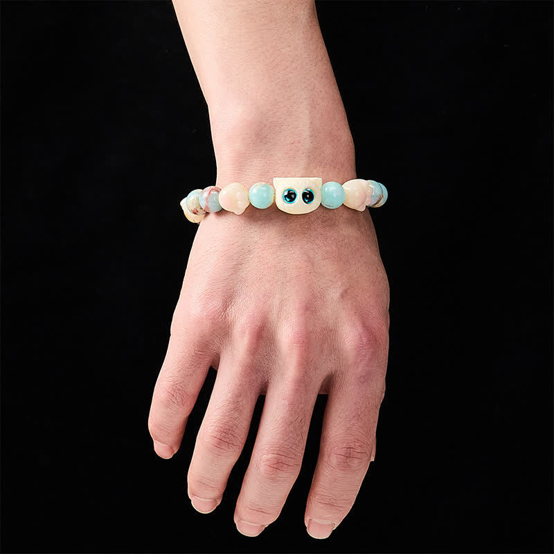 Buddha Stones Pulsera de cuentas con relieve de pureza de gato tallada a mano en piedra Shoushan - image 6