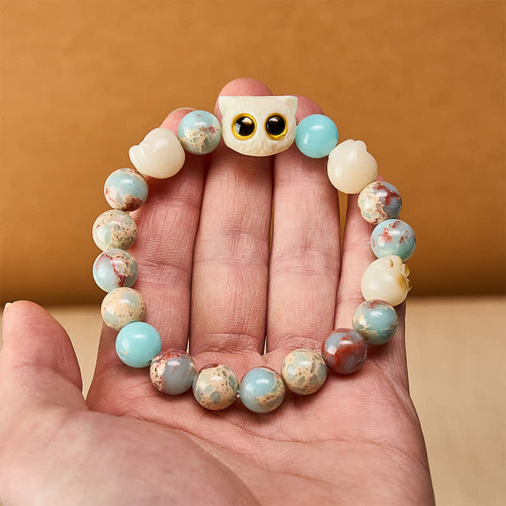 Buddha Stones Pulsera de cuentas con relieve de pureza de gato tallada a mano en piedra Shoushan - image 14