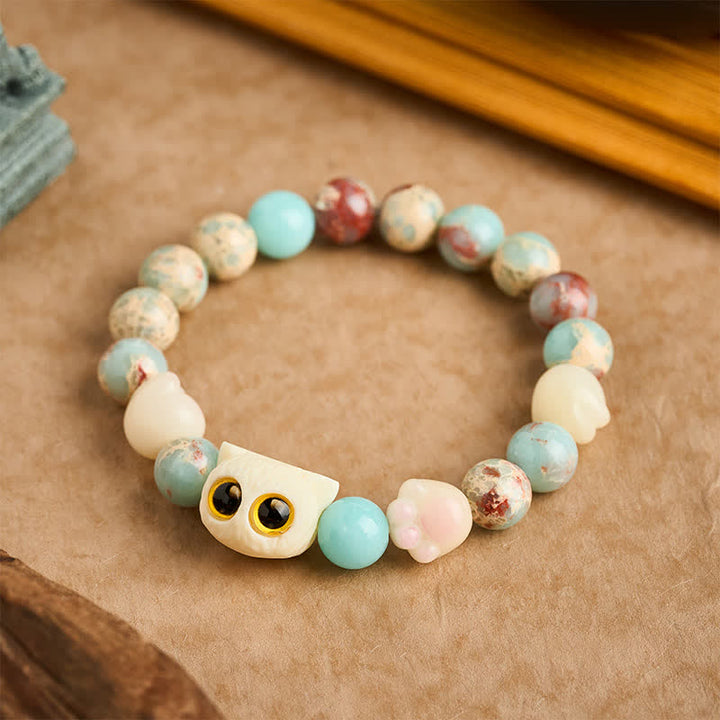 Buddha Stones Pulsera de cuentas con relieve de pureza de gato tallada a mano en piedra Shoushan - image 12