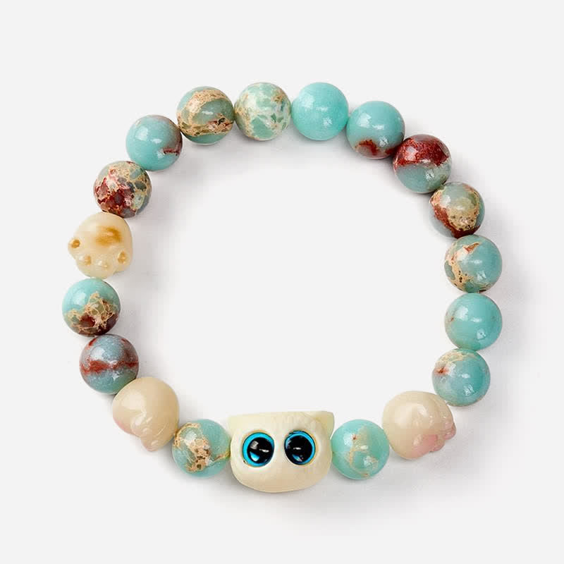 Buddha Stones Pulsera de cuentas con relieve de pureza de gato tallada a mano en piedra Shoushan - image 4