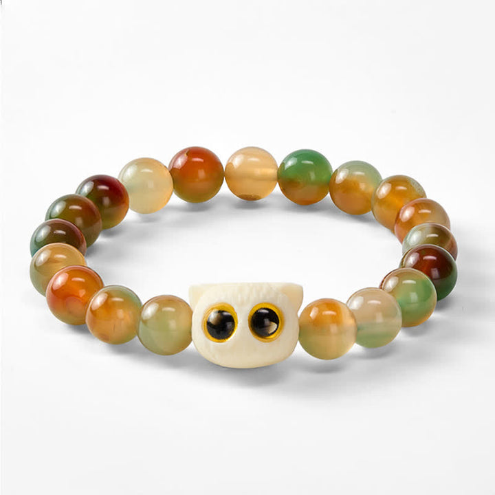 Buddha Stones Pulsera de ágata pavo real, marfil, fruta, gato, coraje - image 6