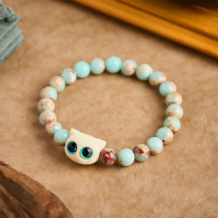 Buddha Stones Pulsera de la Prosperidad con Gato Frutal de Piedra Shoushan y Marfil - image 1