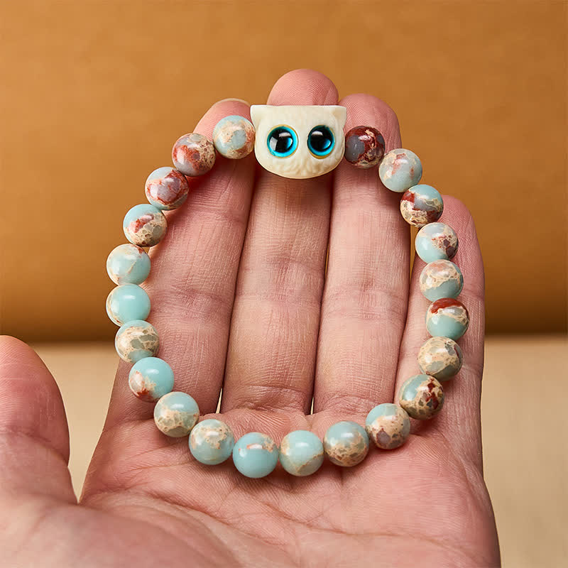 Buddha Stones Pulsera de la Prosperidad con Gato Frutal de Piedra Shoushan y Marfil - image 5