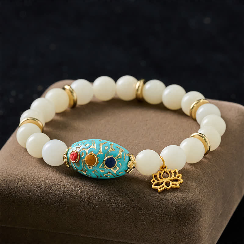Buddha Stones Pulsera de la Iluminación con Loto Turquesa y Semilla de Bodhi - Semilla Bodhi (Sabiduría ♥ Paz) - image 0