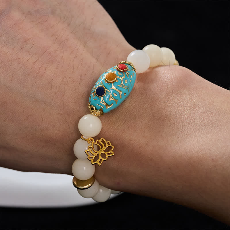 Buddha Stones Pulsera de la Iluminación con Loto Turquesa y Semilla de Bodhi - image 9