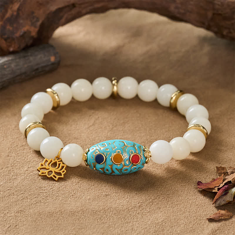 Buddha Stones Pulsera de la Iluminación con Loto Turquesa y Semilla de Bodhi - image 1