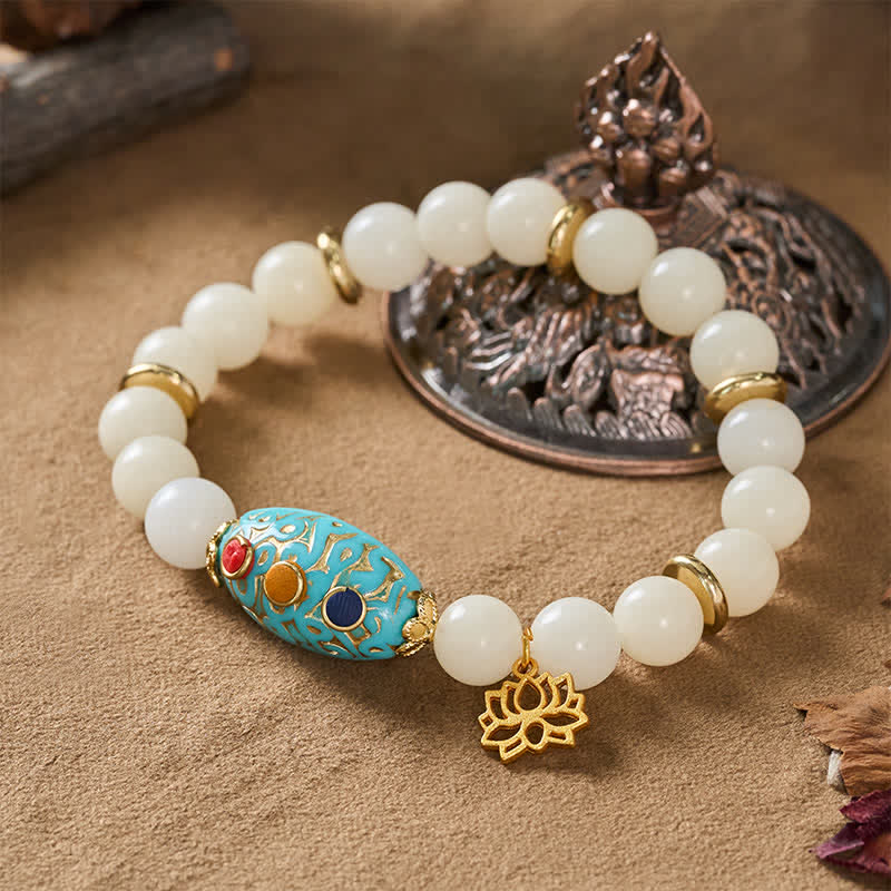 Buddha Stones Pulsera de la Iluminación con Loto Turquesa y Semilla de Bodhi - image 2