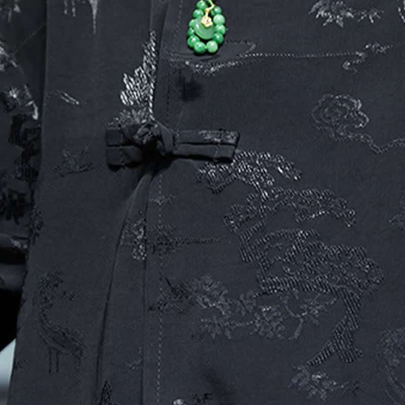Buddha Stones Camisas de manga hasta el codo para hombre, estilo Spring Tang, elegantes, con cuello mandarín y botones de rana. - image 18
