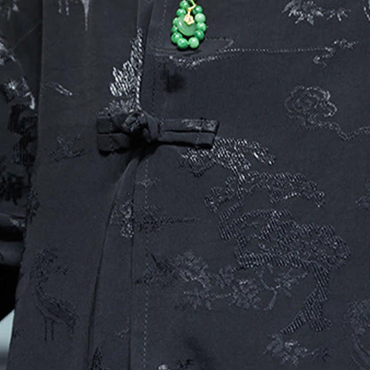 Buddha Stones Camisas de manga hasta el codo para hombre, estilo Spring Tang, elegantes, con cuello mandarín y botones de rana. - image 18