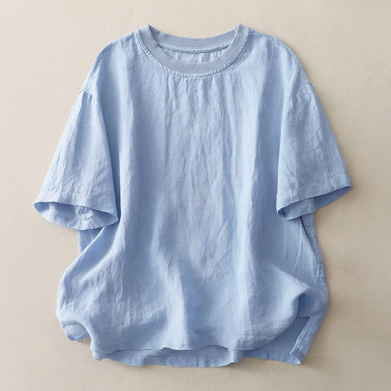 Camiseta de manga corta de poliéster para mujer con cuello redondo y diseño de Buddha Stones. - Azul cielo claro - US14，UK/AU18，EU46 (2XL) - image 0