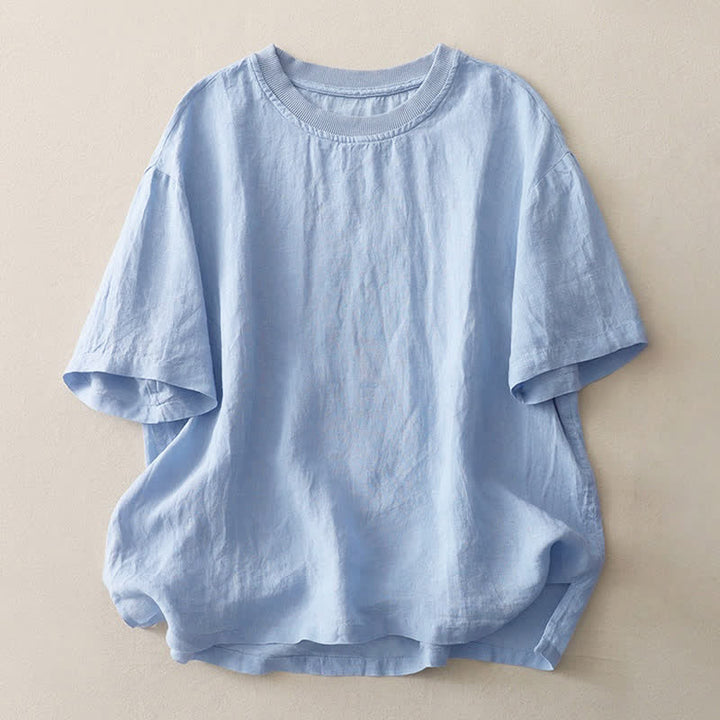 Camiseta de manga corta de poliéster para mujer con cuello redondo y diseño de Buddha Stones. - Azul cielo claro - US14，UK/AU18，EU46 (2XL) - image 0