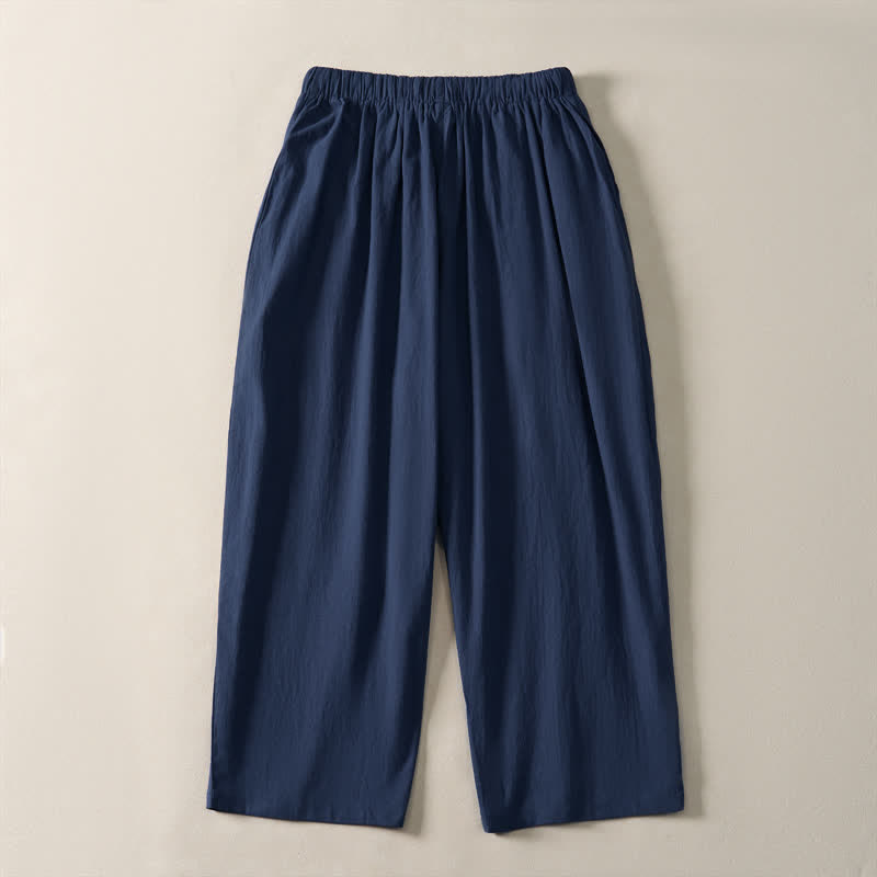 Buddha Stones Pantalones cortos casuales de verano con cordón ajustable, color liso, estilo harem para hombre, con bolsillos. - image 1