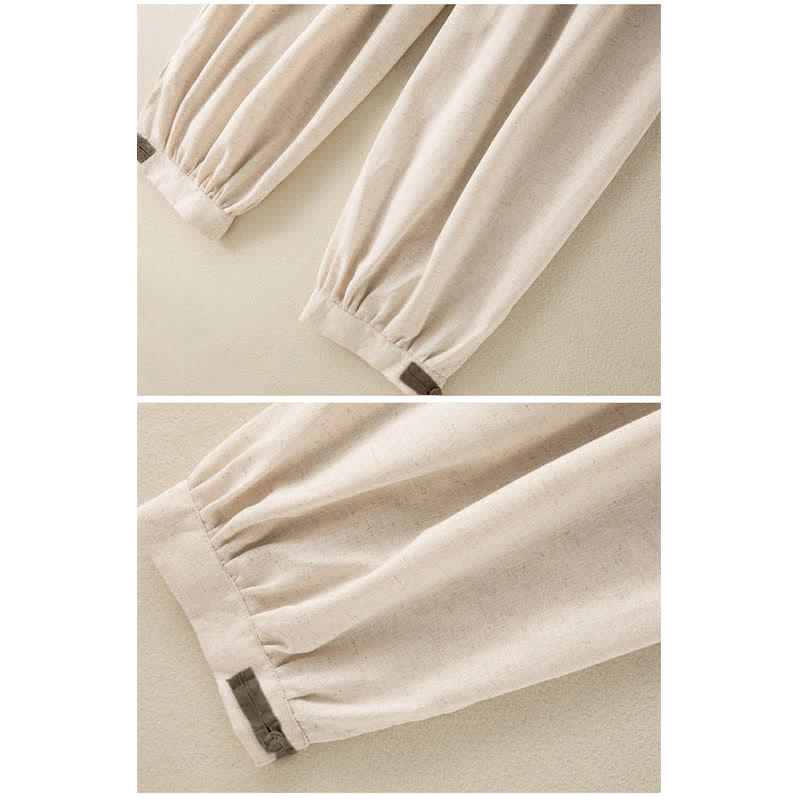 Pantalones harén de algodón liso con cordón y bolsillos para mujer con Buddha Stones - image 5